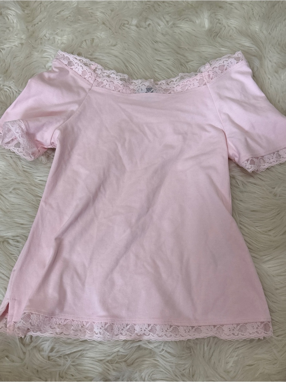 wild fable Light Pink Lace-Trim Off-Shoulder Top